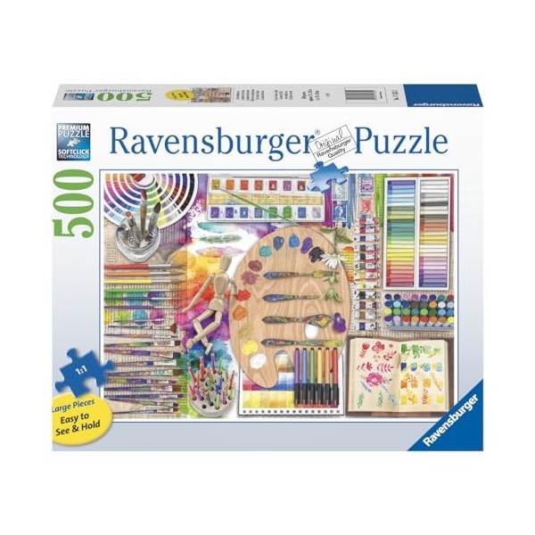 Ravensburger The Artists Palette Puzzle grand format de 500 pièces pour adultes – 17535 – Chaque pièce est unique, la techno