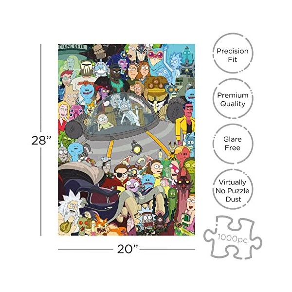 AQUARIUS Rick and Morty Cast Puzzle 1000 Piece Jigsaw Puzzle - Glare Free - Precision Fit - Virtually No Puzzle Dust - Offi