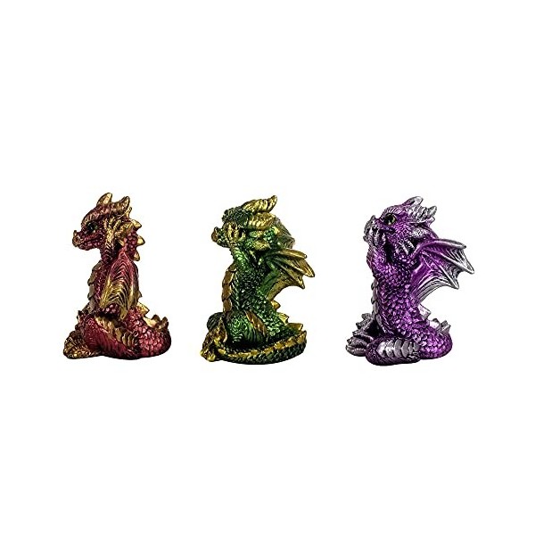 G&S Statuettes Fées & Dragons : Trois Dragons de la Sagesse, Heroic Fantasy, H 8 cm