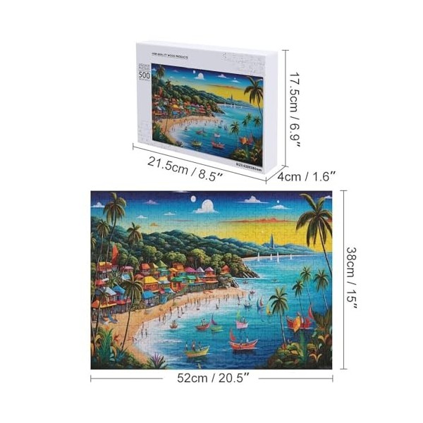 Baie de Vacances - Puzzle en Bois Adulte - Puzzle 500 P - Challenge Puzzles - Adultes Et Enfants À Partir De 12 Ans - Puzzl