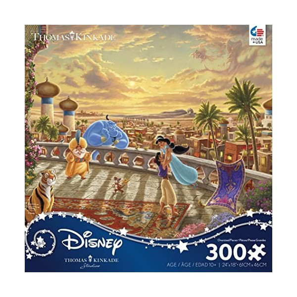 Ceaco Thomas Kinkade – Disney Dreams Collection – Jasmine dansant au soleil du désert – Puzzle surdimensionné de 300 pièces