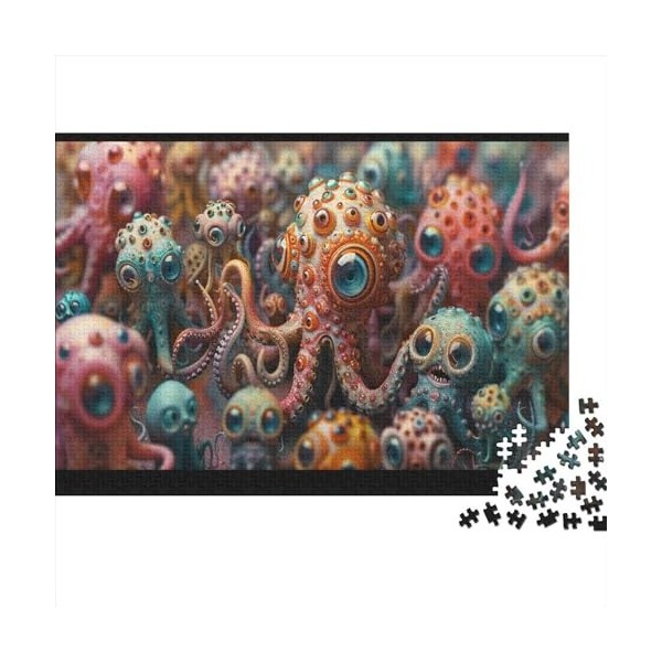 Colorful Monsters 300 Pièces Puzzles pour Adultes Jeu Éducatif Challenge Toy Emboîtement Aisé des Pièces Cute Aliens Puzzles 