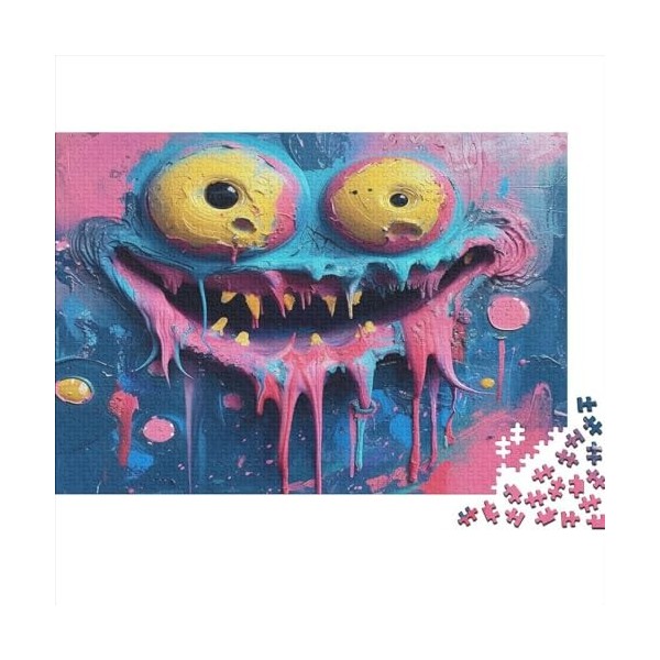 Colorful Monsters 300 Pièces Puzzles pour Adultes Jeu Éducatif Challenge Toy Emboîtement Aisé des Pièces Cute Aliens Puzzles 