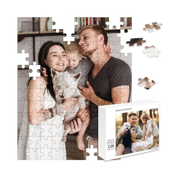 MJARTORIA Puzzle personnalisé 35, 70, 120, 200, 300, 500, 1000 pièces, puzzle photo avec votre propre image, texte, nom, cade