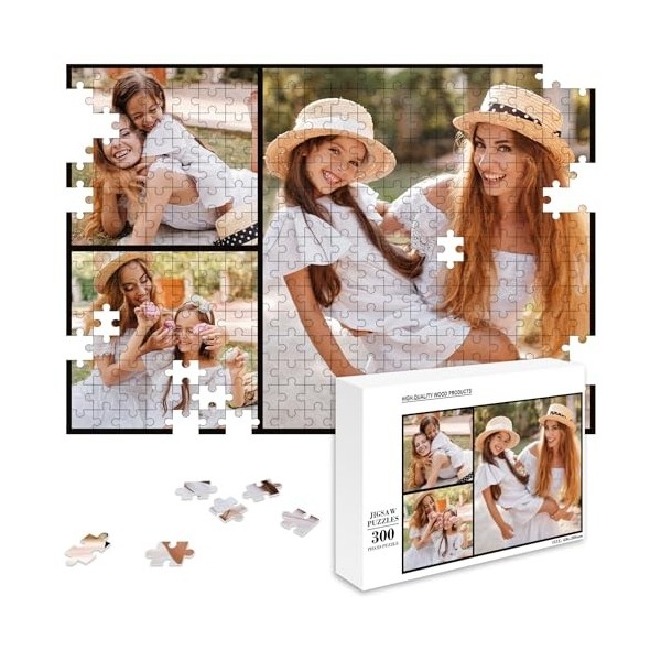 MJARTORIA Puzzle personnalisé 35, 70, 120, 200, 300, 500, 1000 pièces, puzzle photo avec votre propre image, texte, nom, cade