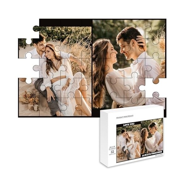 MJARTORIA Puzzle personnalisé 35, 70, 120, 200, 300, 500, 1000 pièces, puzzle photo avec votre propre image, texte, nom, cade