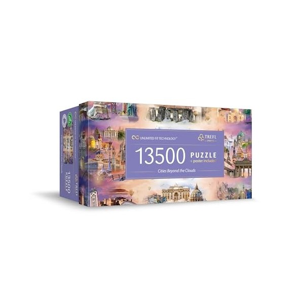 Trefl Prime - Puzzle UFT : Cities Beyond The Clouds - 13 500 pièces, Grand Puzzle avec Monuments Fameux, Collage, Carton Le P