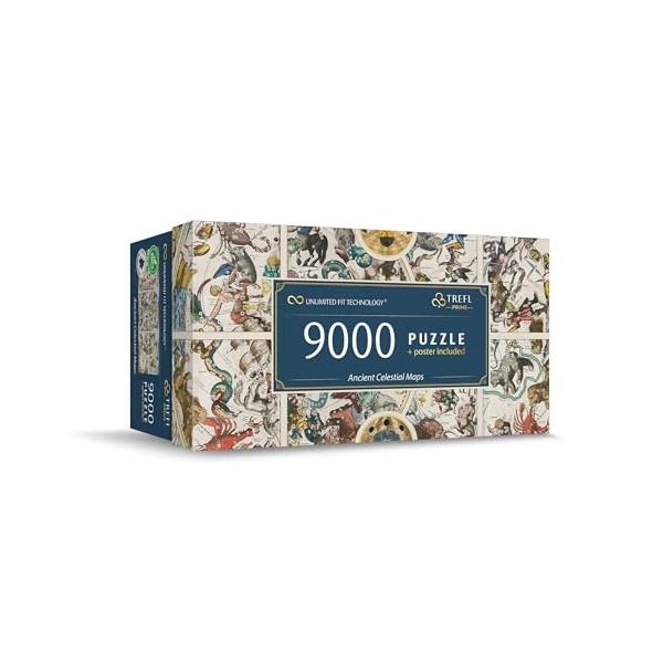 Trefl Prime UFT : Ancient Celestial Maps-9 000 pièces, Grand Puzzle avec Carte du Ciel Antique, Carton Le Plus Épais, Bio, ÉC