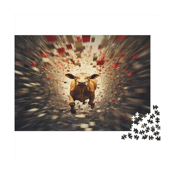 Vache en Fuite pour Adultes Animal 300 Pièces Puzzle Jeux ÉduChatsifs Jeu De Défi Familial Cadeaux danniversaire pour Noël D