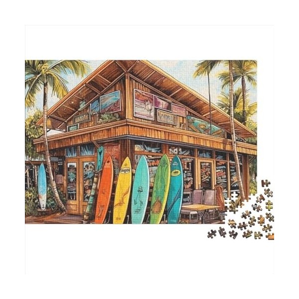 Boutique de Plage Puzzles pour Adultes,Boutique de Plage Puzzle 1000 Pieces, Puzzle en Bois Supérieure,Unique Cadeaux De Vaca