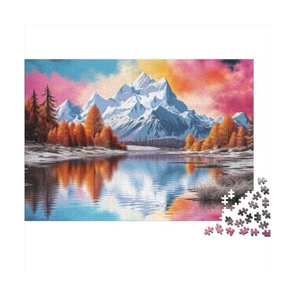 Lacs et Montagnes enneigées Puzzles pour Adolescents Adultes 500 Pieces Puzzles pour Adultes Jeu ÉduChatif Challenge Cadeau T