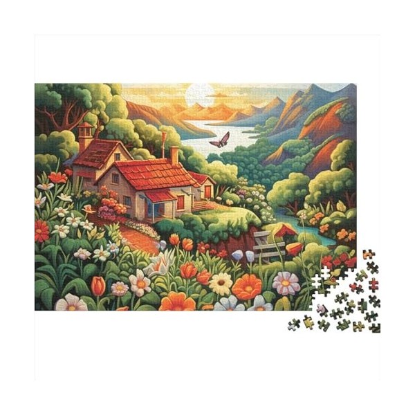 Chalet du Village de Montagne Puzzles pour Adultes,Chalet du Village de Montagne Puzzle 300 Pieces, Puzzle en Bois Supérieure