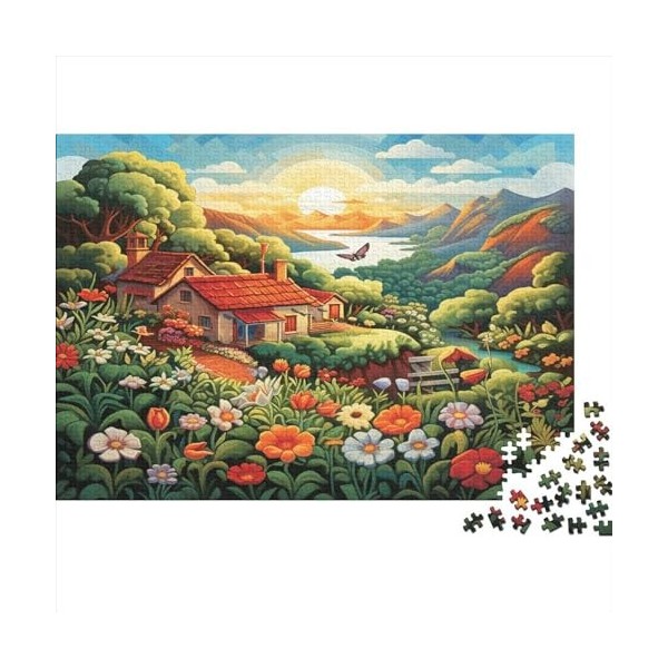 Chalet de Village de Montagne pour Adultes Puzzle 1000 Pièces Cadeaux De Pâques Jeu De Défi Familial Jeux Éducatifs Décoratio