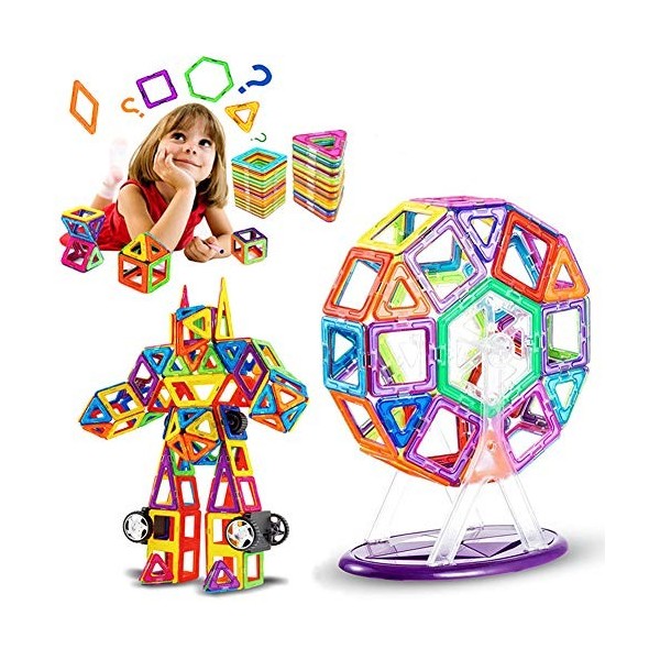 LIVEHITOP Bloques de Construcción Magnéticos, 65PCS Construction Magnetique pour Enfant STEM Aimants Éducatifs Créatifs Cadea