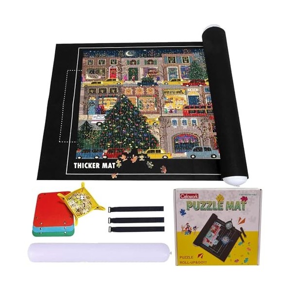 Celawork Tapis puzzle pour puzzles, avec jusquà 1500, 2000, 3000 pièces de puzzle, tapis de puzzle, tapis à rouler, pour 300