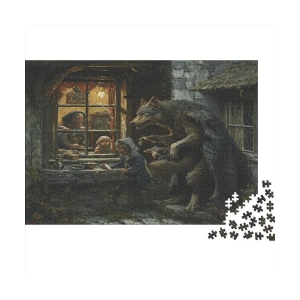 Granny Wolf, Horror Fairy Tales 1000 Pièces Puzzles pour Adultes Jeu De Défi Familial Cadeaux danniversaire pour Noël Jeux É