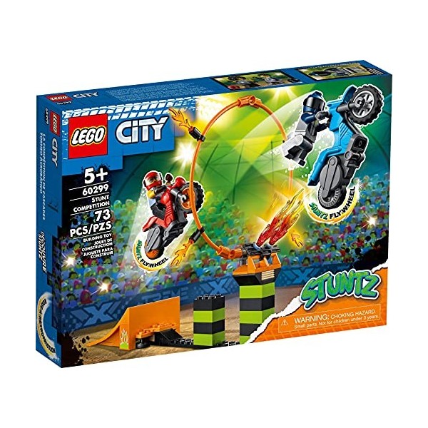 Lego City Stuntz Kit de compétition de cascade 60299 + Power-Stuntbike 60297 Kit daction pour enfants à partir de 5 ans