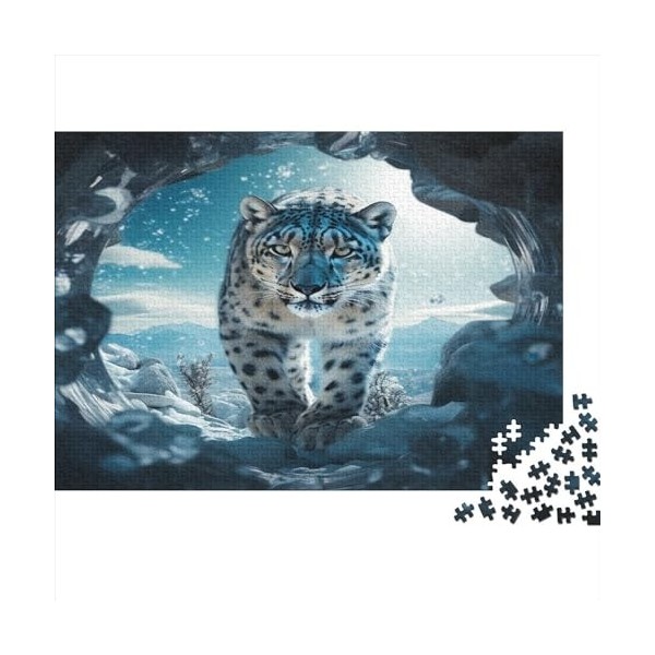 Léopard des neiges Puzzles Adultes Animaux 1000 Pièces Cadeaux danniversaire pour Noël Jeux ÉduChatsifs DécoSourision Intéri