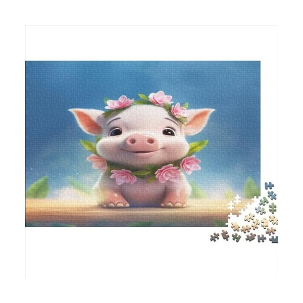 Porcinet Rose pour Adultes 1000 Pièces Animal Puzzle DécoSourision Intérieure Jeu De Défi Familial Cadeaux danniversaire pou