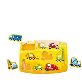 Hape HAP-E1407 E1407 Baustellenpuzzle Construction Peg Puzzle, Multi-Colour