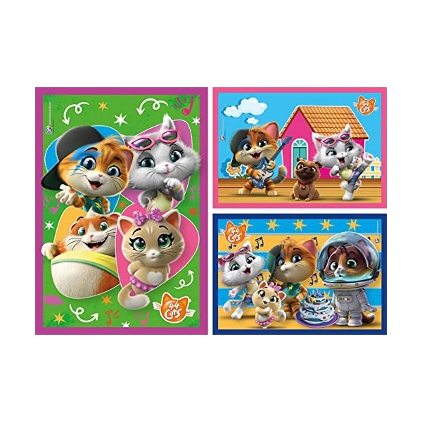 Clementoni Supercolor Puzzle-44 Cats-3x48 enfant-boîte de 3 puzzles 48 pièces -fabriqué en Italie, 4 ans et plus, 25239, Mu