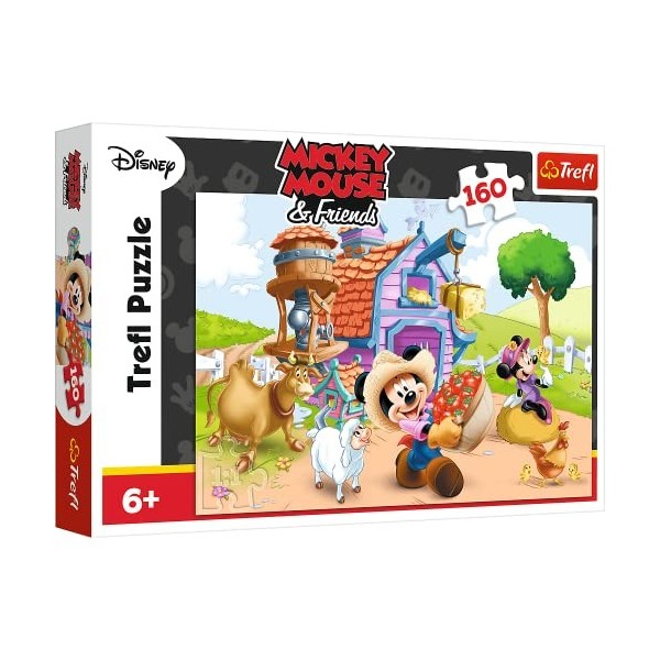 Trefl- Disney 160 Pièces pour Les Enfants à partir de 6 Ans Puzzle, 15337, Fermier Miki Mickey Mouse et Ses Amis