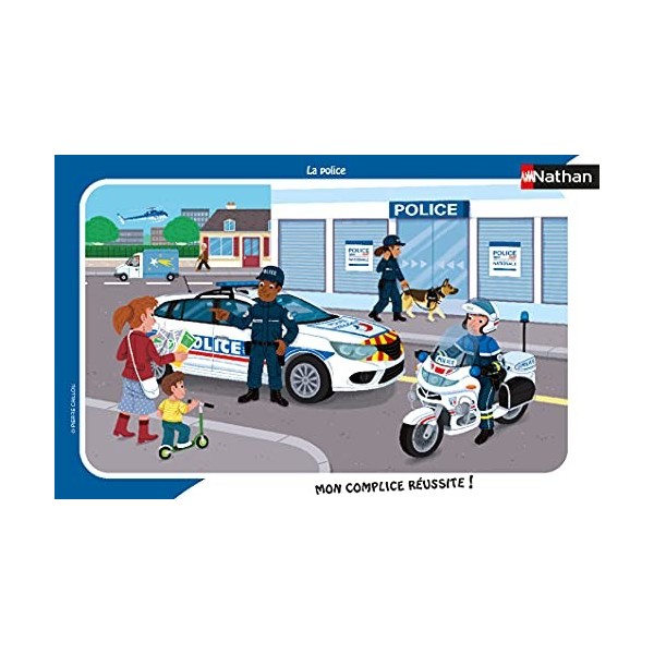 Nathan - Puzzle Enfant - Cadre 15 pièces - La police - Fille ou garçon dès 3 ans - Puzzle de qualité supérieure - Carton épai