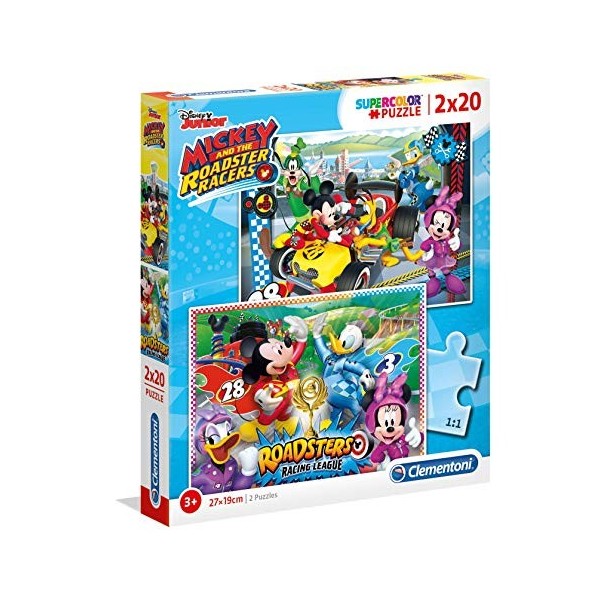 Clementoni- Supercolor Collection-Mickey and The Roadster Racers-2 x 20 pièces- 07034