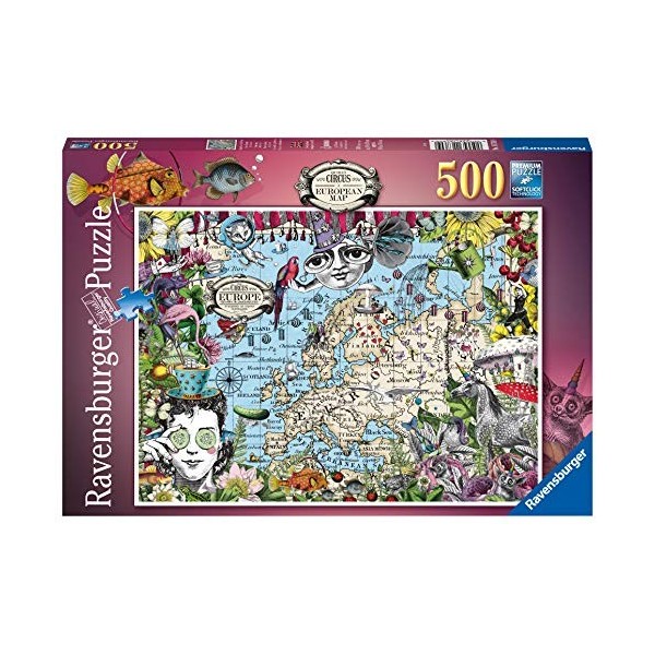 Ravensburger 16760 Puzzle Carte européenne, Cirque Insolite 500 pièces pour Adultes et Enfants à partir de 10 Ans