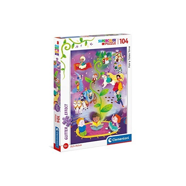 Clementoni Glitter Fairy Tales Time-104 pièces-Puzzle Enfant-fabriqué en Italie, 6 Ans et Plus, 20180, No Color