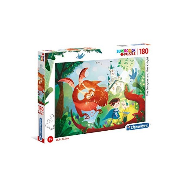 Clementoni- Puzzle Dragon and The Knight 180pzs Does Not Apply Château, 29209, Multicolore, One Size