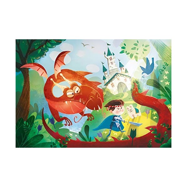 Clementoni- Puzzle Dragon and The Knight 180pzs Does Not Apply Château, 29209, Multicolore, One Size