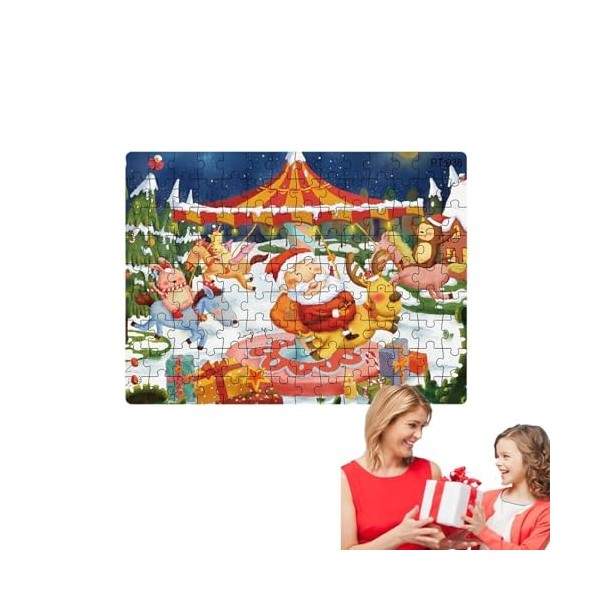 HANWEN Puzzles du Père Noël - Puzzle en Carton du Père Noël - Grand Puzzle de décoration dhiver en Forme de père Noël pour F