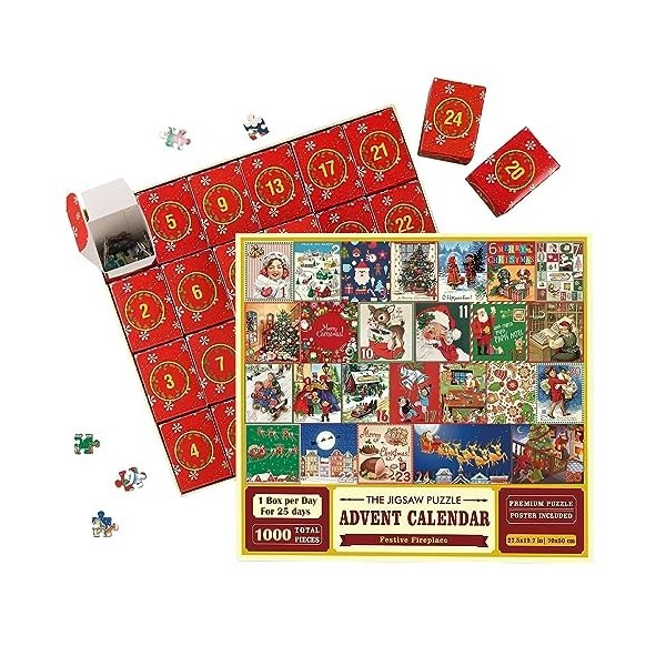 Puzzle l2023 – 1000 pièces l2023 Puzzles Noël | Calendriers compte à rebours Noël 24 jours pour cadeaux Noël