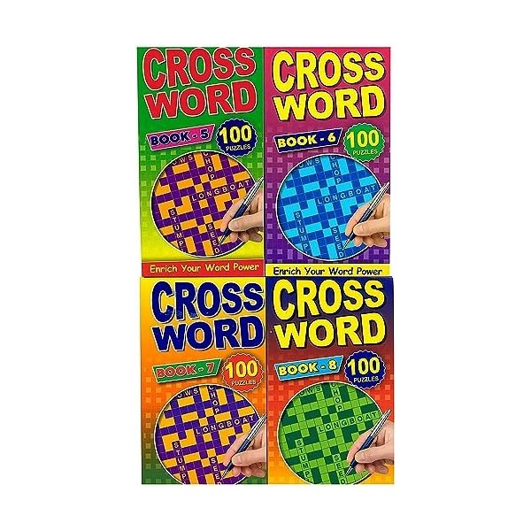 Ensemble De 4 Crossword Puzzle Books Pare-Choc 112 Pages Voyage Activité Adultes Cerveau Jeux