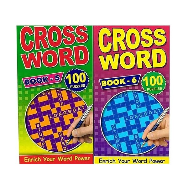 Ensemble De 4 Crossword Puzzle Books Pare-Choc 112 Pages Voyage Activité Adultes Cerveau Jeux