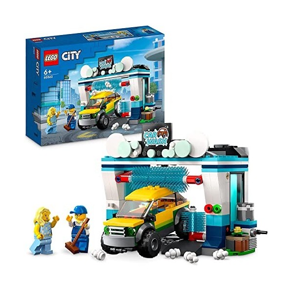 Lego City Set : 60362 Lave-auto + Lego City - Avec plein gaz à travers la ville broché avec figurine Tread Octane