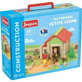 Jeujura-8232-MA Premiere Petite Ferme en BOIS-80 Pieces Jeu de Construction en Bois, 8232