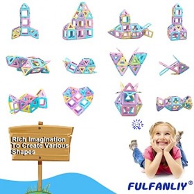 FULFANLIY Blocs de Construction magnétiques Tuiles magnétiques Aimant éducatif Jouets pour Enfants Développement de lapprent