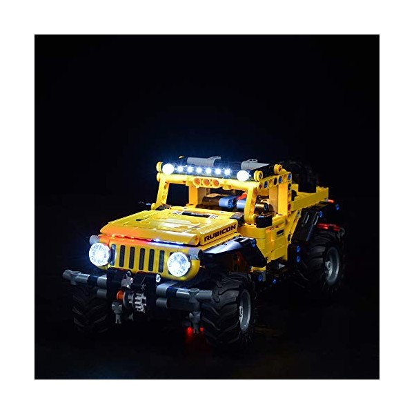 Ensemble déclairage pour Technic Jeep Wrangler modèle de blocs de construction – Kit déclairage LED compatible avec Lego 42