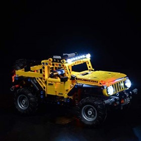 Ensemble déclairage pour Technic Jeep Wrangler modèle de blocs de construction – Kit déclairage LED compatible avec Lego 42