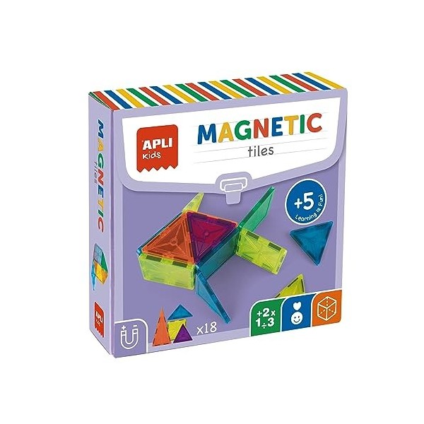 Apli kids 19419 - Jeu éducatif de Construction avec pièces magnétiques Transparentes, Formes géométriques aimantées variées p