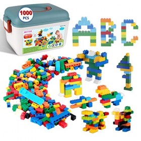 BRUVISH Briques de Construction 1000 pièces, Blocs de Construction Classiques pour Enfants à partir de 6 Ans, Couleurs aléato