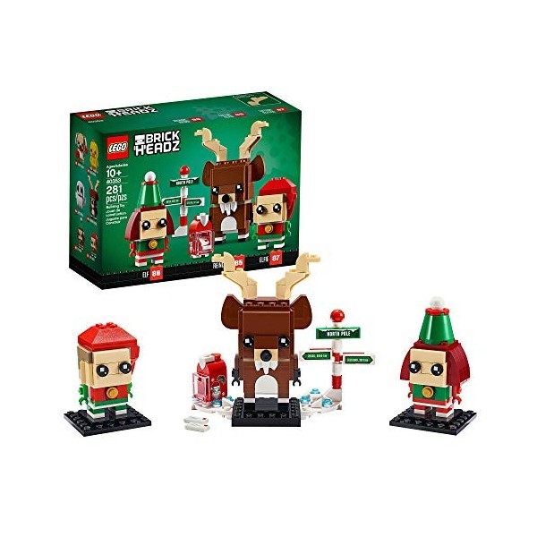 LEGO 40353 Renne Brickheadz, Jouet Elf et Elfie, Cadeau Décoration de Noël, Jeu de Construction de Saison