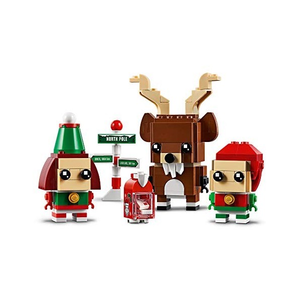 LEGO 40353 Renne Brickheadz, Jouet Elf et Elfie, Cadeau Décoration de Noël, Jeu de Construction de Saison