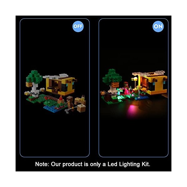 Kit déclairage LED pour Lego Minecraft The Bee Cottage, ensemble déclairage LED pour Lego 21241 Minecraft The Bee Cottage –