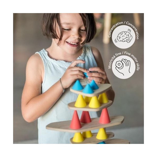 OPPI - Piks Small Kit - Jeu Éducatif en Bois et Silicone - Avec Livret dInstructions - 24 Pièces