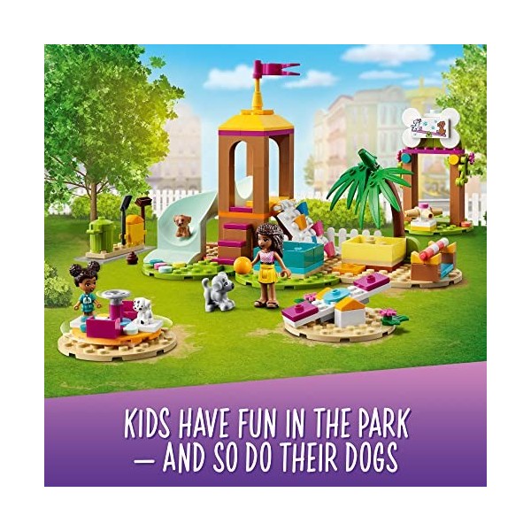 LEGO Friends Pet Playground 41698 Building Kit Designed to Grow Imaginations. Animal Playset Comes with Andrea and 3 Dog Toys