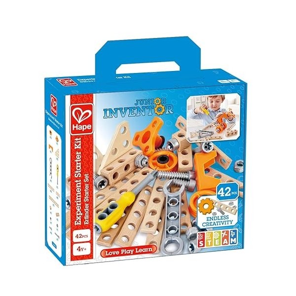 Hape - Kit de Démarrage pour Expériences Scientifiques et Constructions, 42 pièces - Jeux pour Enfants dès 4 Ans - Jouet en B