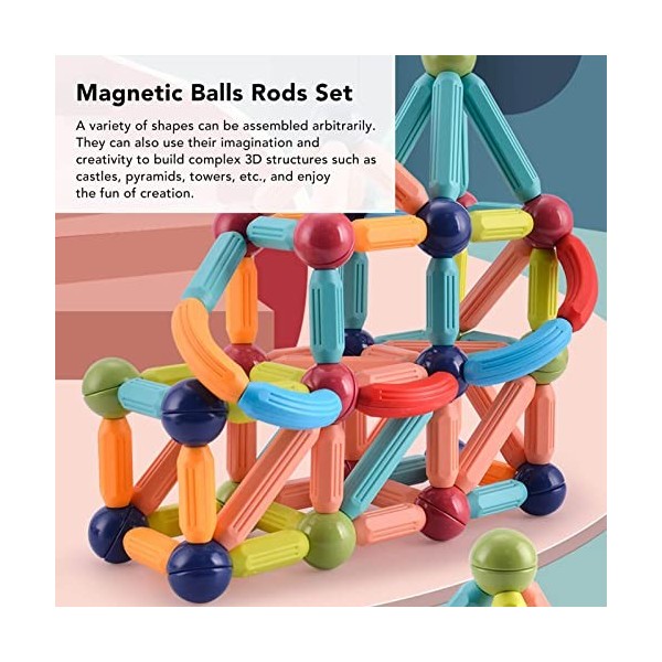 Blocs de Construction magnétiques, 51 Pcs Jeu de Boules magnétiques pour Enfants Jouets éducatifs STEM Jouets préscolaires po